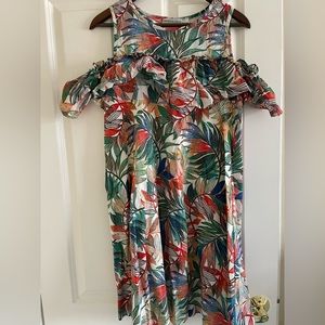 Leaves Print summer dress off the shoulder, brand Patrizia Luca